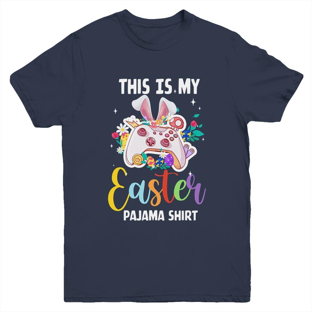 This Is My Easter Pajama Shirt Game Control Basket Gaming Youth-Youth Shirt-Youth T-Shirt-Navy