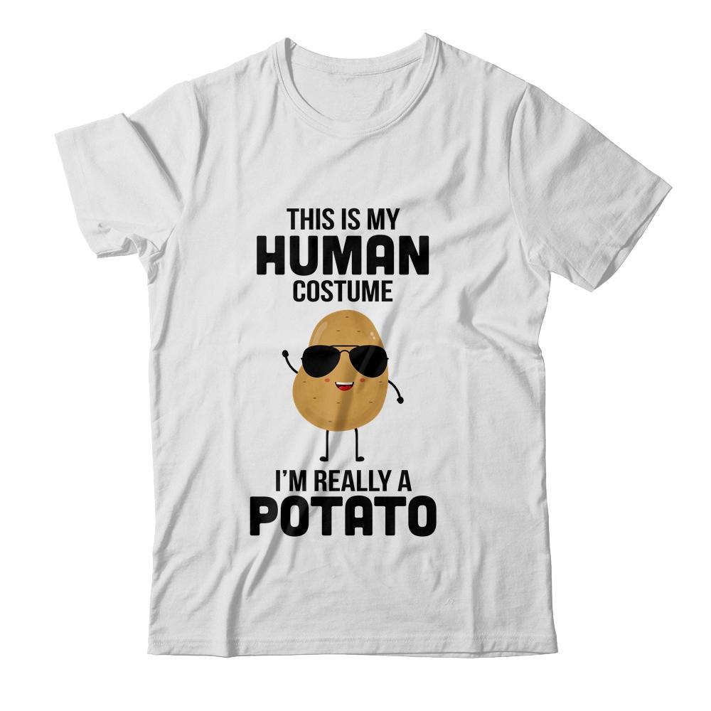 This Is My Human Costume Im Really A Potato Halloween-T-Shirt & Sweatshirt-Classic T-Shirt-White