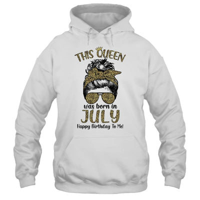 This Queen Was Born In July Happy Birthday To Me Leopard-T-Shirt & Tank Top-Pullover Hoodie-White