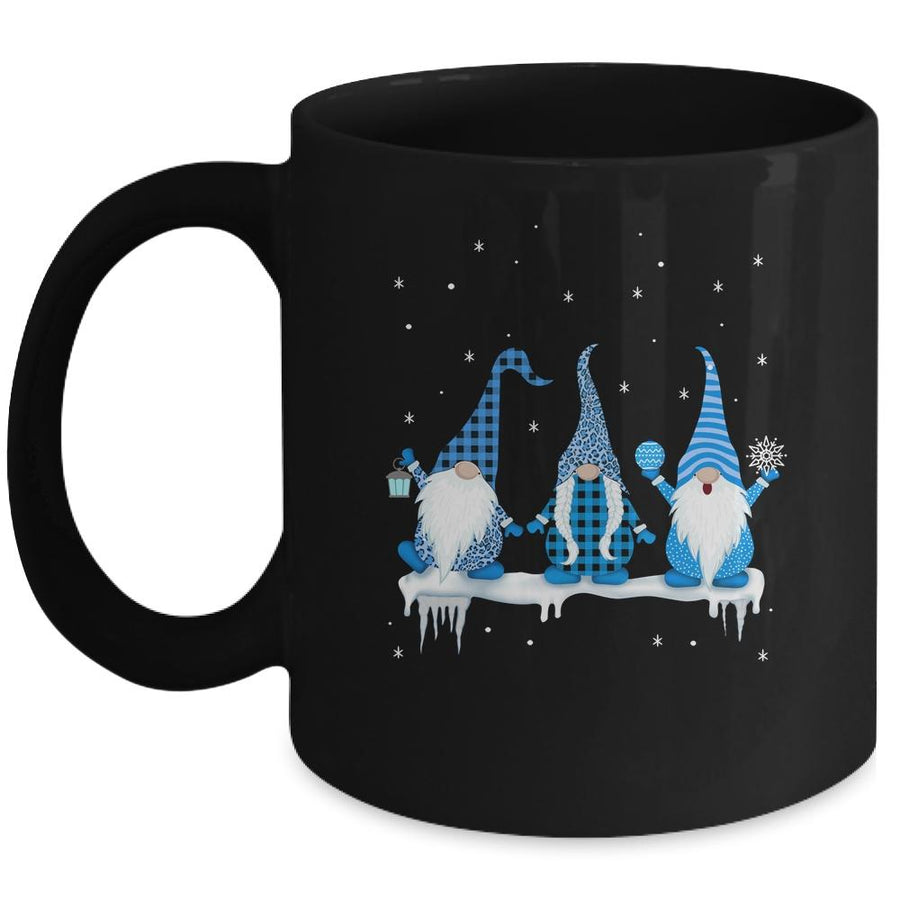 Three Christmas Gnomes Funny Humor Santa Blue Christmas Mug-Coffee Mug-Mug-Black