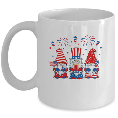 Three Gnomes Celebrating Independence Day 4th Of July Mug-Coffee Mug-Mug-White