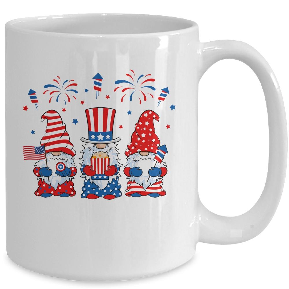 Three Gnomes Celebrating Independence Day 4th Of July Mug-Coffee Mug-