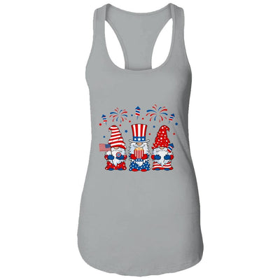 Three Gnomes Celebrating Independence Day 4th Of July-T-Shirt & Tank Top-Women's Ideal Racerback Tank-Heather Grey
