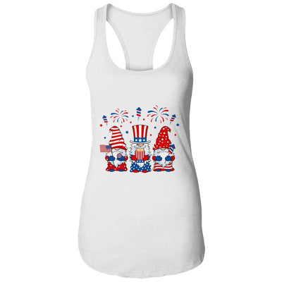 Three Gnomes Celebrating Independence Day 4th Of July-T-Shirt & Tank Top-Women's Ideal Racerback Tank-White