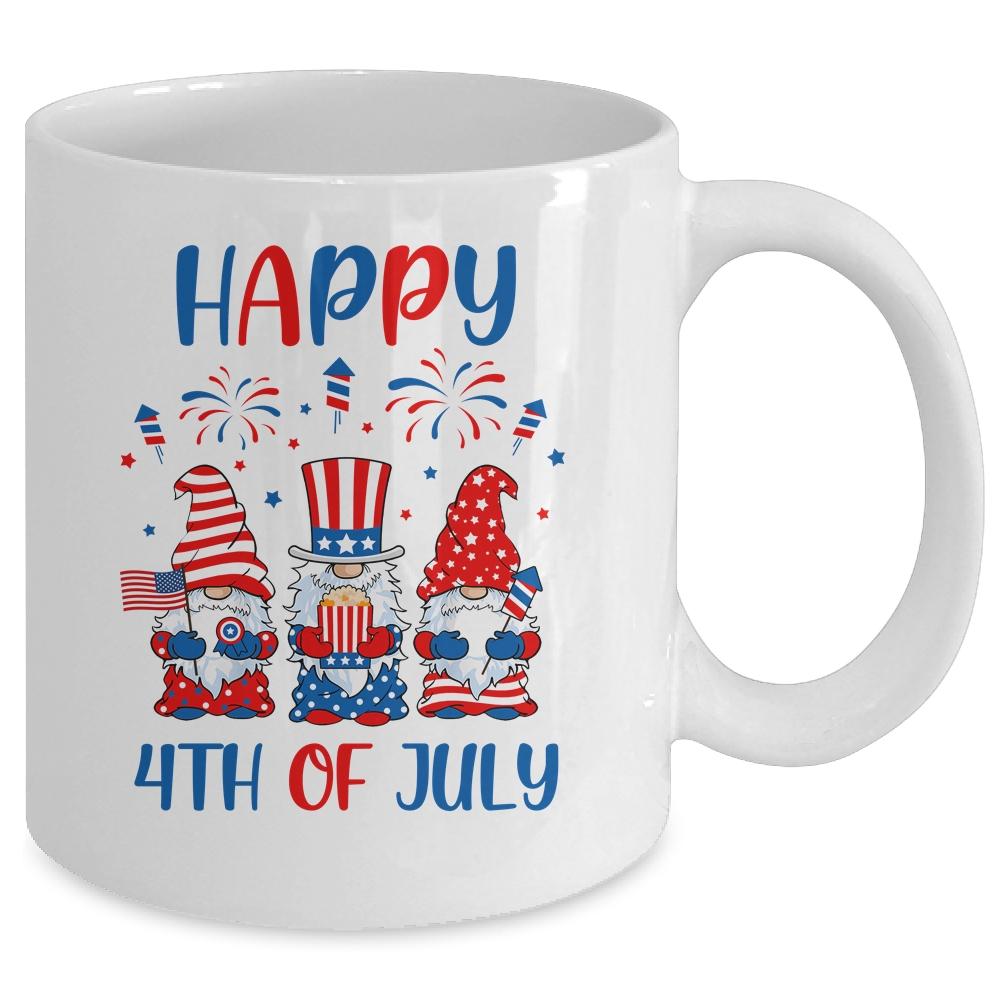Three Gnomes Celebrating Independence Day USA 4th Of July Mug-Coffee Mug-