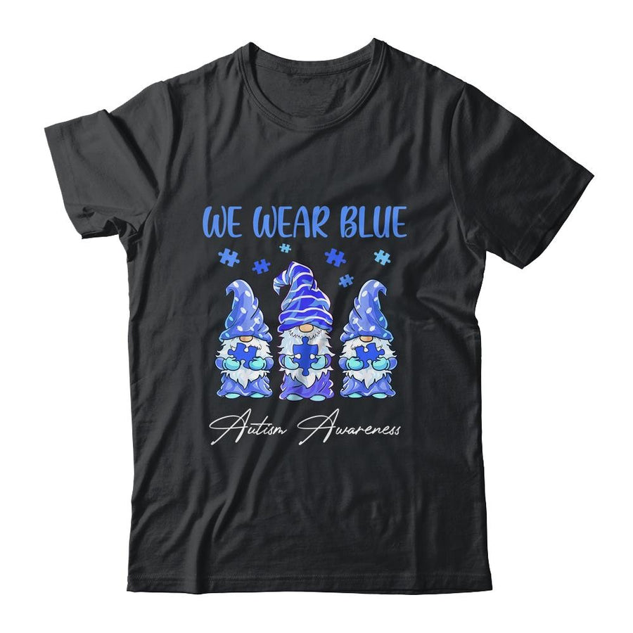 Three Gnomes Holding Blue Puzzle Autism Awareness-T-Shirt & Hoodie-Classic T-Shirt-Black
