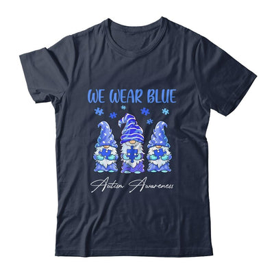 Three Gnomes Holding Blue Puzzle Autism Awareness-T-Shirt & Hoodie-Classic T-Shirt-Navy