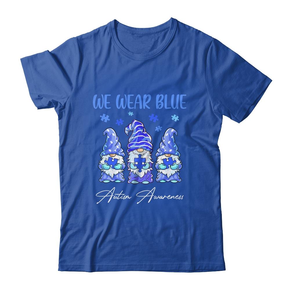 Three Gnomes Holding Blue Puzzle Autism Awareness-T-Shirt & Hoodie-Classic T-Shirt-Royal