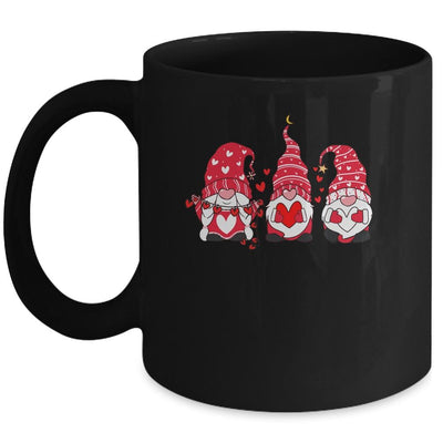 Three Gnomes Holding Hearts Valentines Day Gift For Her Mug-Coffee Mug-Mug-Black