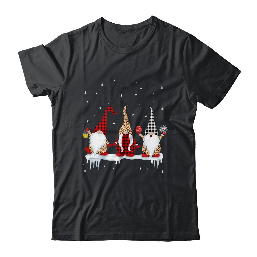 Three Gnomes In Leopard Printed Buffalo Plaid Christmas Gift