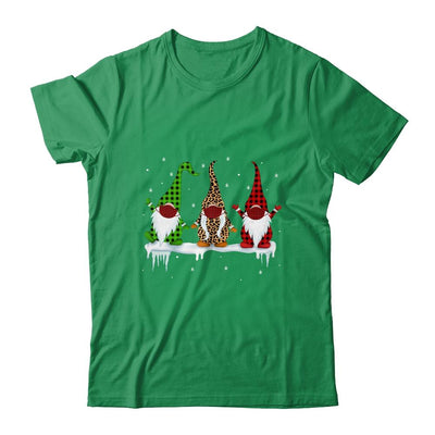 Three Gnomes Wearing Christmas Mask Buffalo Plaid Leopard-T-Shirt & Sweatshirt-Classic T-Shirt-Irish Green