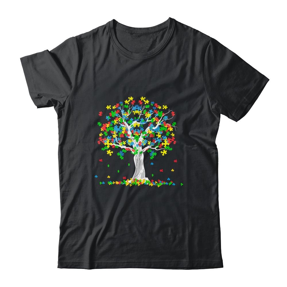 Tree Of Life Autism Awareness Month Funny ASD Supporter-T-Shirt & Hoodie-Classic T-Shirt-Black