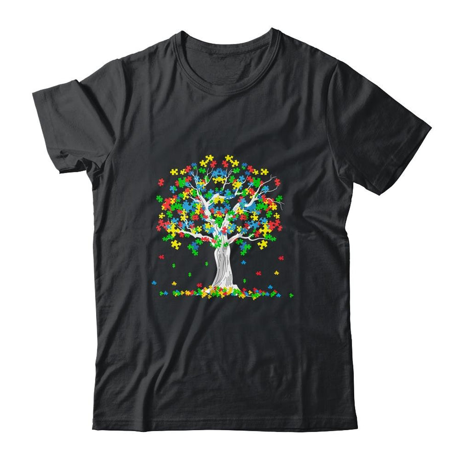 Tree Of Life Autism Awareness Month Funny ASD Supporter-T-Shirt & Hoodie-Classic T-Shirt-Black