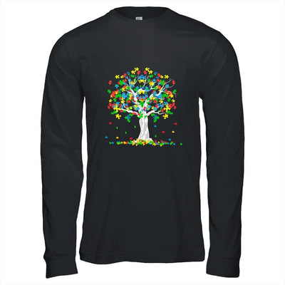 Tree Of Life Autism Awareness Month Funny ASD Supporter-T-Shirt & Hoodie-Long Sleeve T-Shirt-Black