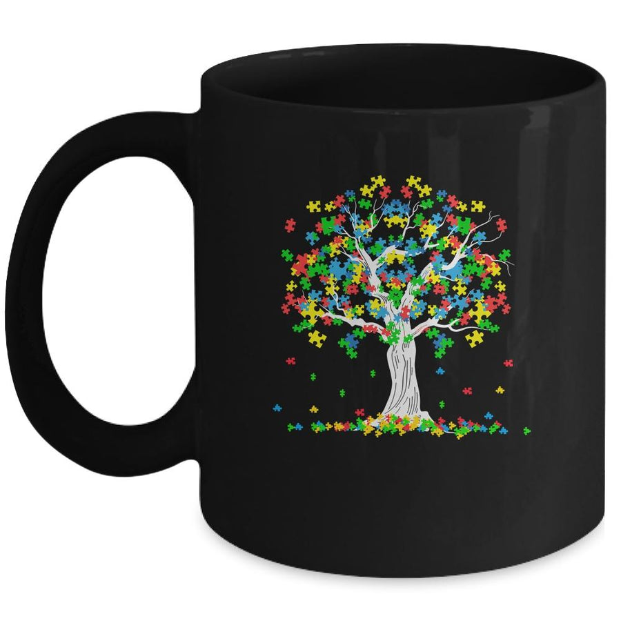 Tree Of Life Autism Awareness Month Funny ASD Supporter Mug-Coffee Mug-Mug-Black