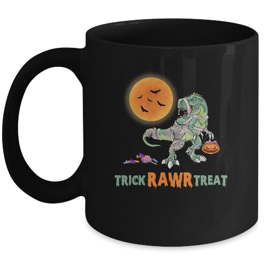 Trick Rawr Treat Halloween Dinosaur T Rex For Boy Mug-Coffee Mug-Mug-Black