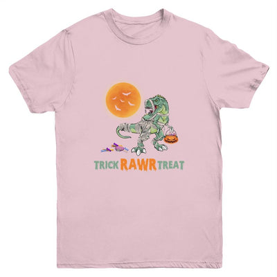 Trick Rawr Treat Halloween Dinosaur T Rex For Boy Youth-Youth Shirt-Youth T-Shirt-Light Pink