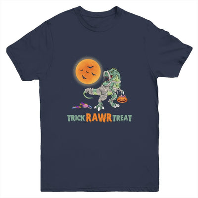 Trick Rawr Treat Halloween Dinosaur T Rex For Boy Youth-Youth Shirt-Youth T-Shirt-Navy