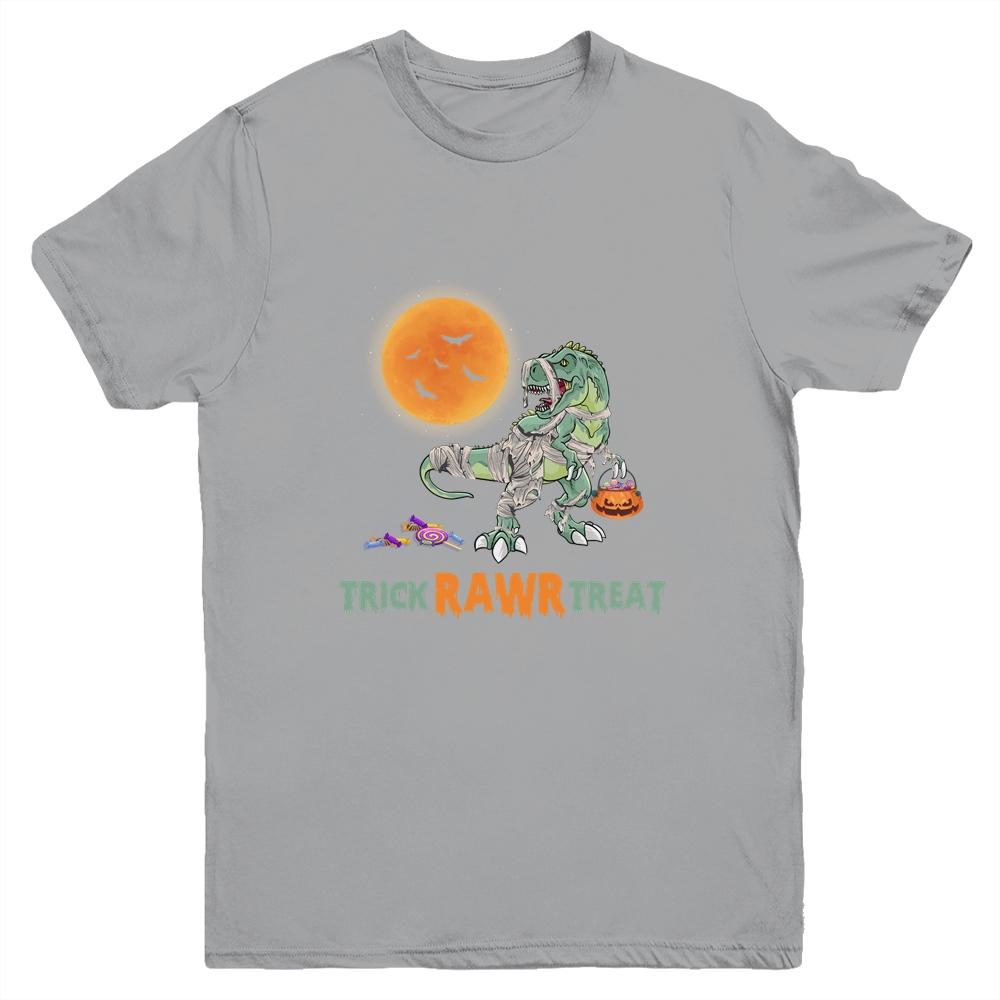 Trick Rawr Treat Halloween Dinosaur T Rex For Boy Youth-Youth Shirt-Youth T-Shirt-Sport Grey