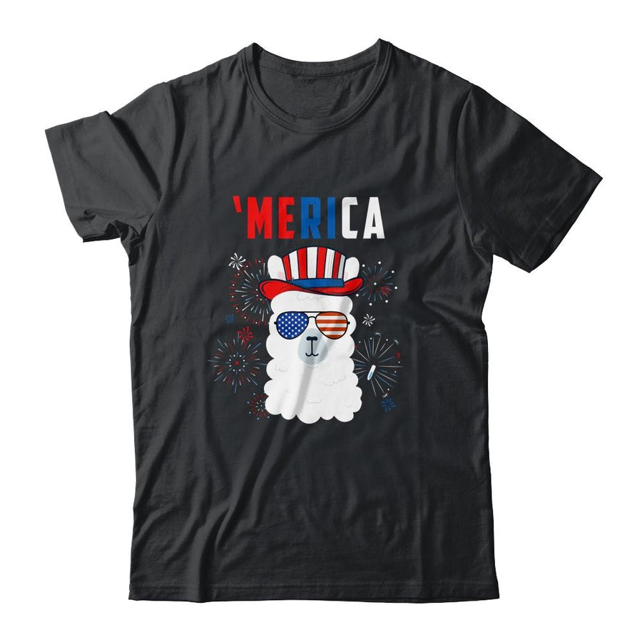USA Patriotic American Llama July 4th Alpaca-T-Shirt & Tank Top-Classic T-Shirt-Black