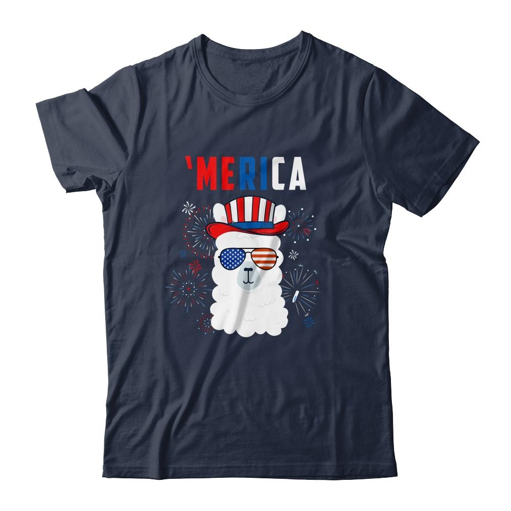 USA Patriotic American Llama July 4th Alpaca-T-Shirt & Tank Top-Classic T-Shirt-Navy
