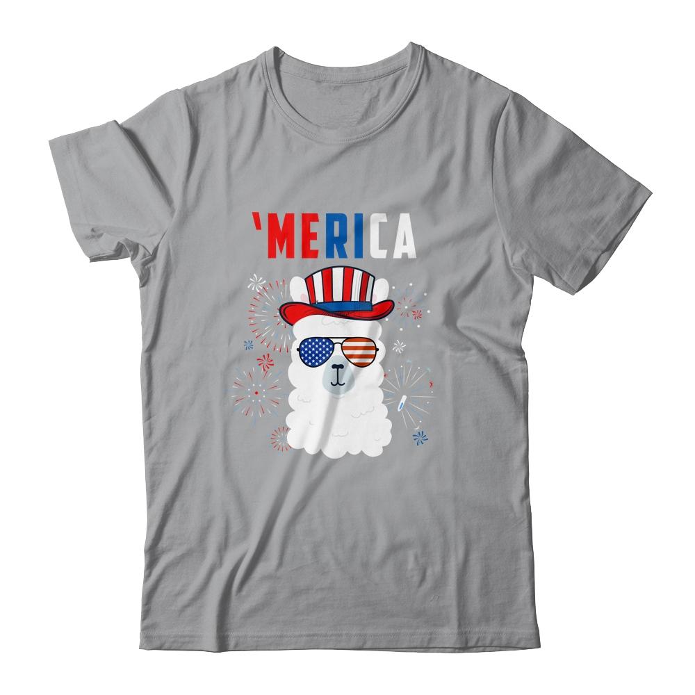 USA Patriotic American Llama July 4th Alpaca-T-Shirt & Tank Top-Classic T-Shirt-Sport Grey