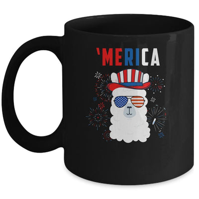 USA Patriotic American Llama July 4th Alpaca Mug-Coffee Mug-Mug-Black