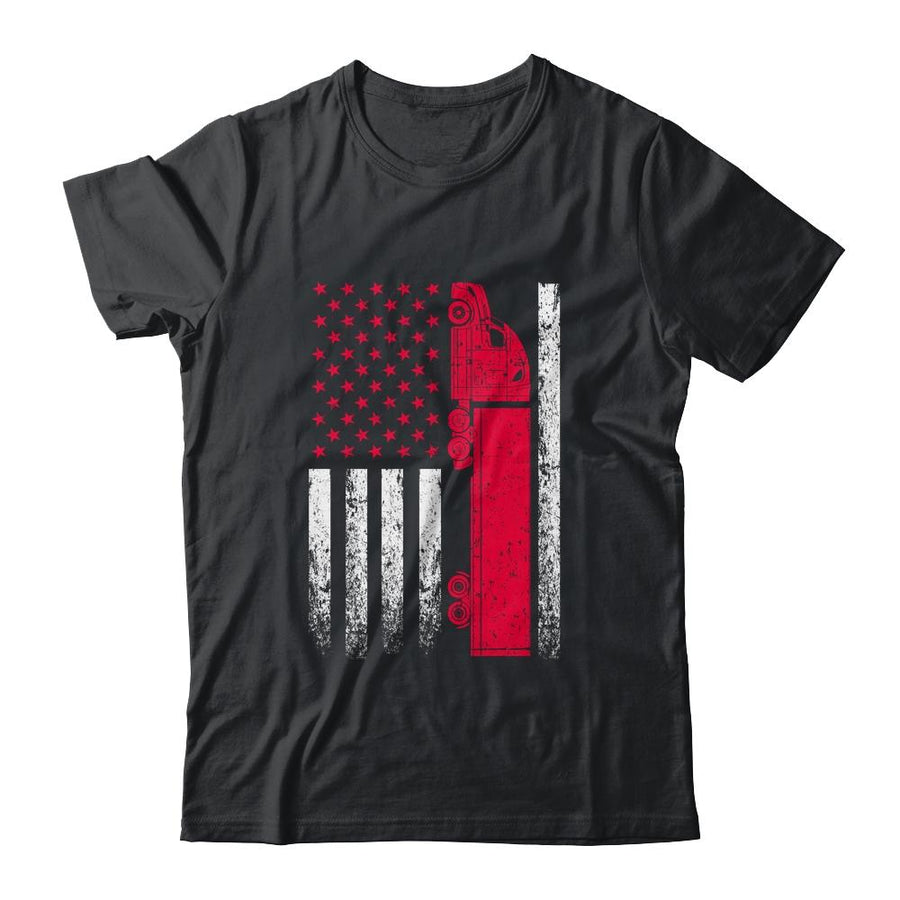 US American Flag Semi Truck Driver 18 Wheeler Trucker Gift-T-Shirt & Hoodie-Classic T-Shirt-Black