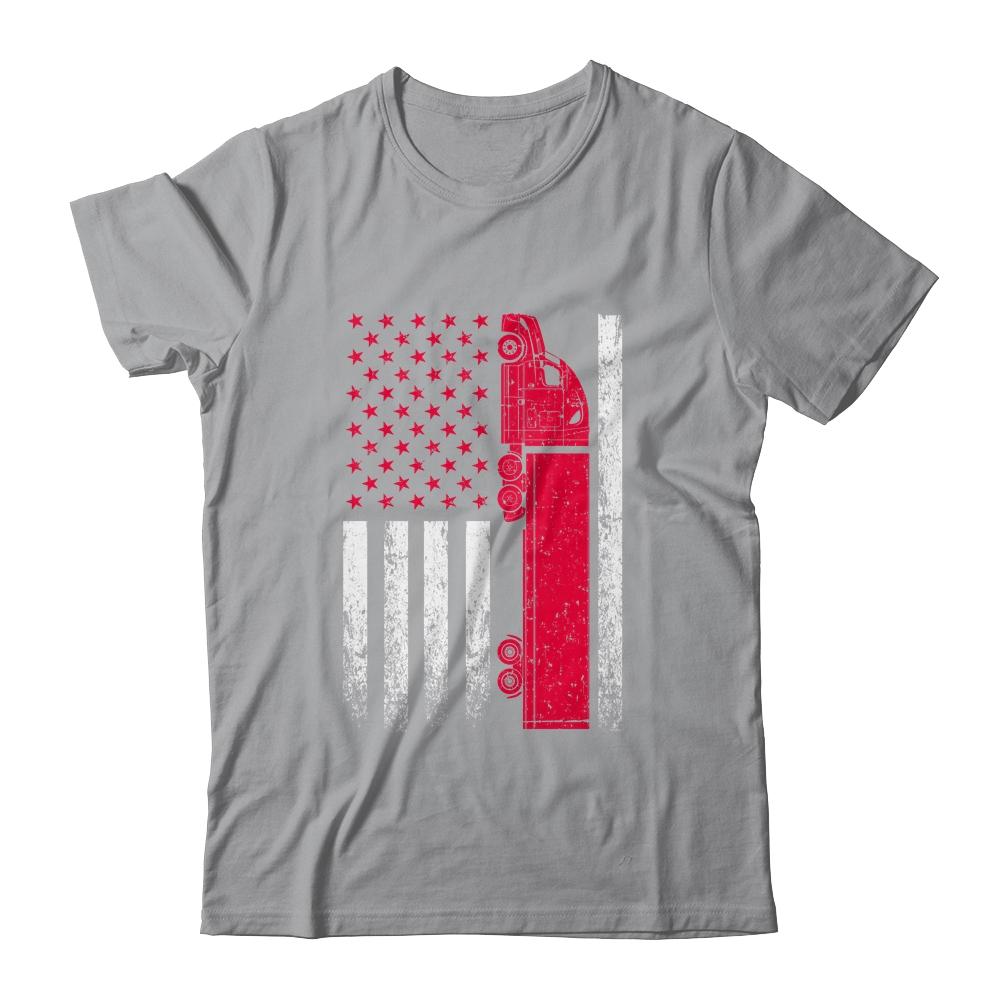 US American Flag Semi Truck Driver 18 Wheeler Trucker Gift-T-Shirt & Hoodie-Classic T-Shirt-Sport Grey