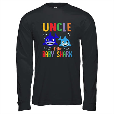Uncle Of The Baby Shark Birthday Uncle Shark-T-Shirt & Hoodie-Long Sleeve T-Shirt-Black
