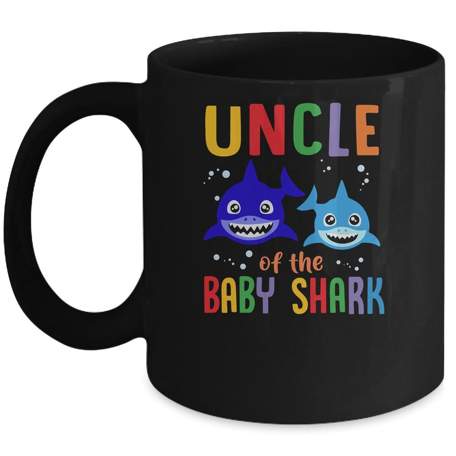 Uncle Of The Baby Shark Birthday Uncle Shark Mug-Coffee Mug-Mug-Black