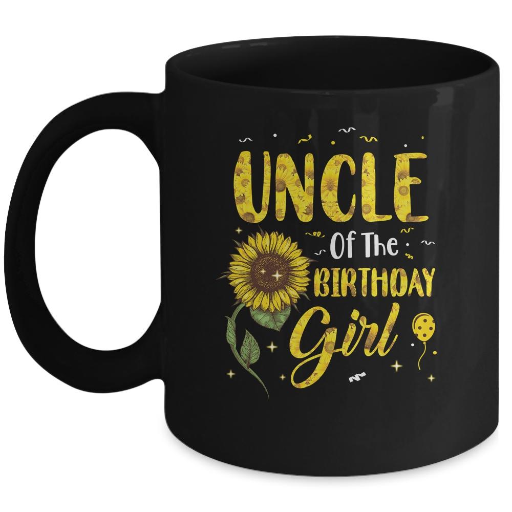 Uncle Of The Birthday Girl Uncle Sunflower Gifts Mug-Coffee Mug-Mug-Black