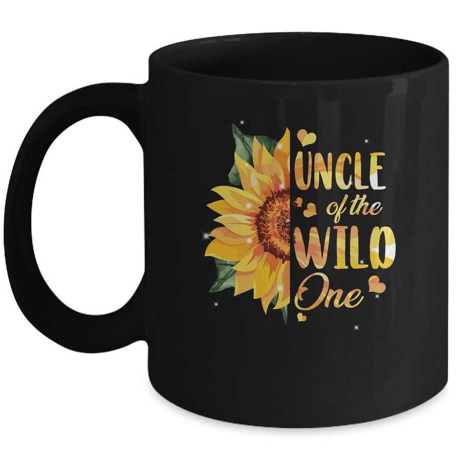 Uncle Of The Wild One 1st Birthday Sunflower Mug-Coffee Mug-Mug-Black
