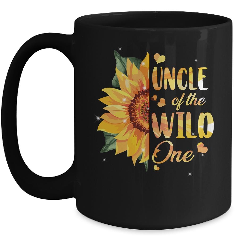 Uncle Of The Wild One 1st Birthday Sunflower Mug-Coffee Mug-Mug-Black