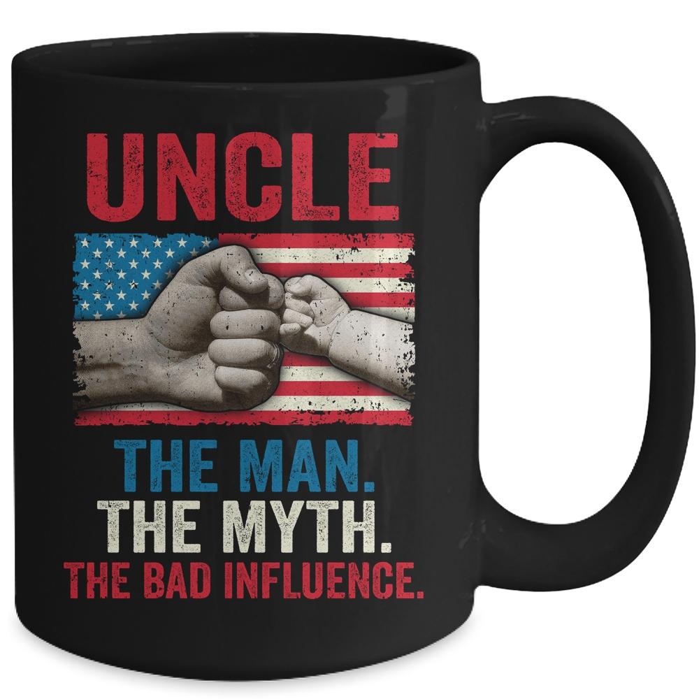 Uncle The Man The Myth The Bad Influence American Flag Mug-Coffee Mug-