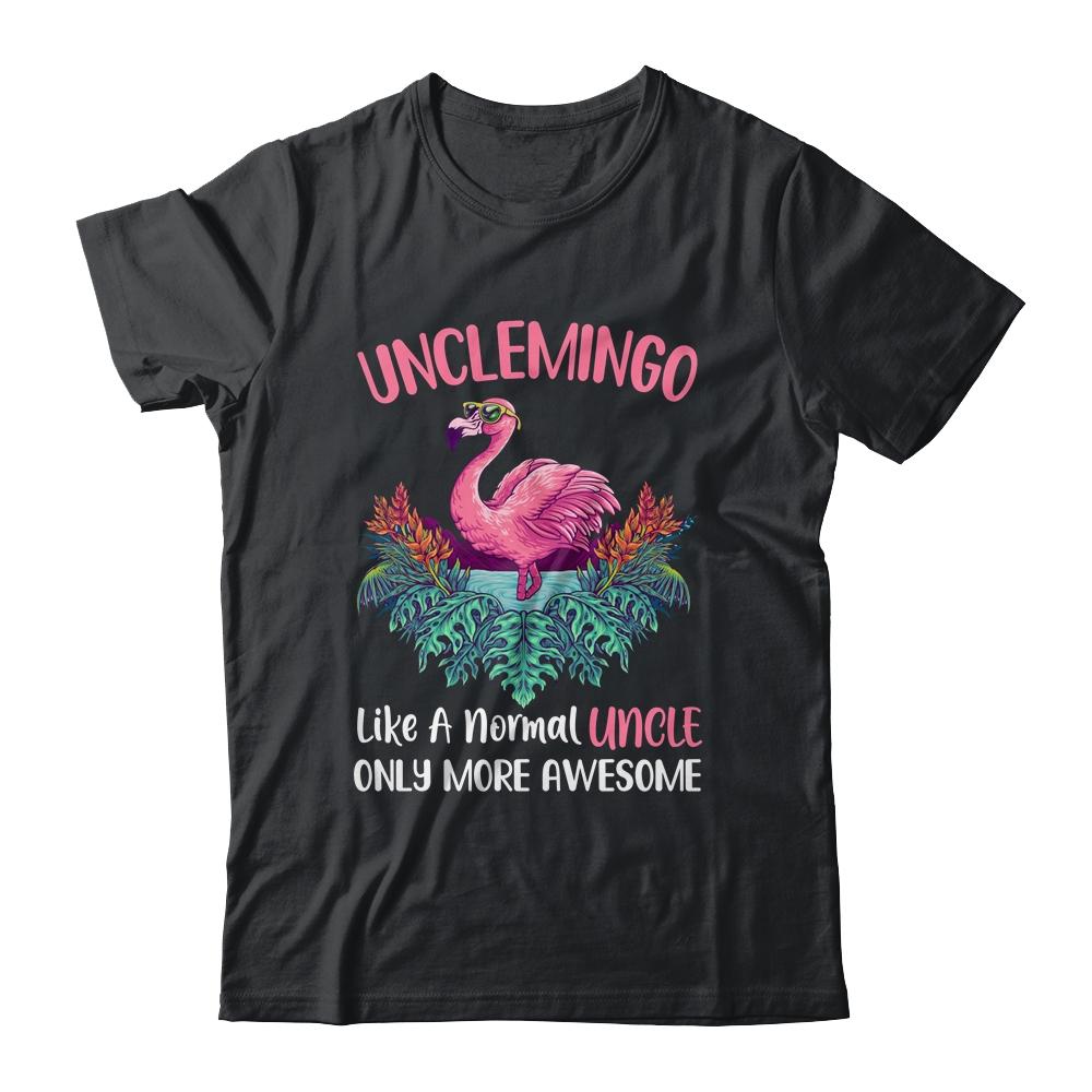 Unclemingo Like An Uncle Only Awesome Floral Flamingo Gift-T-Shirt & Hoodie-Classic T-Shirt-Black