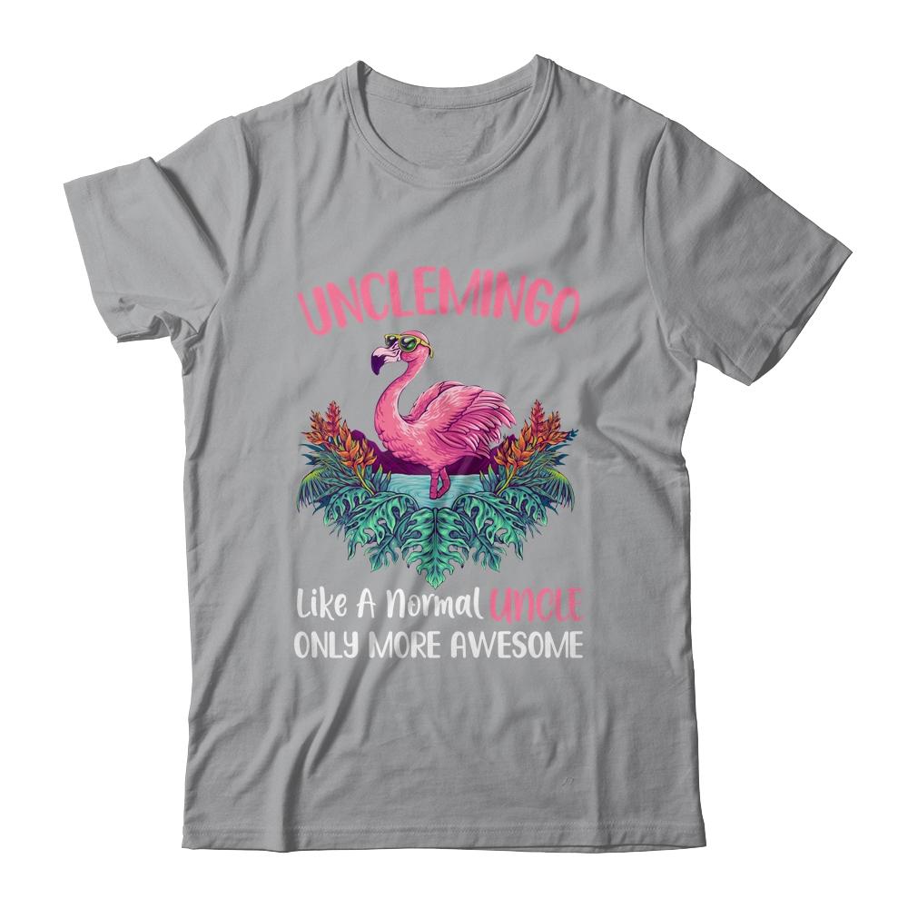 Unclemingo Like An Uncle Only Awesome Floral Flamingo Gift-T-Shirt & Hoodie-Classic T-Shirt-Sport Grey