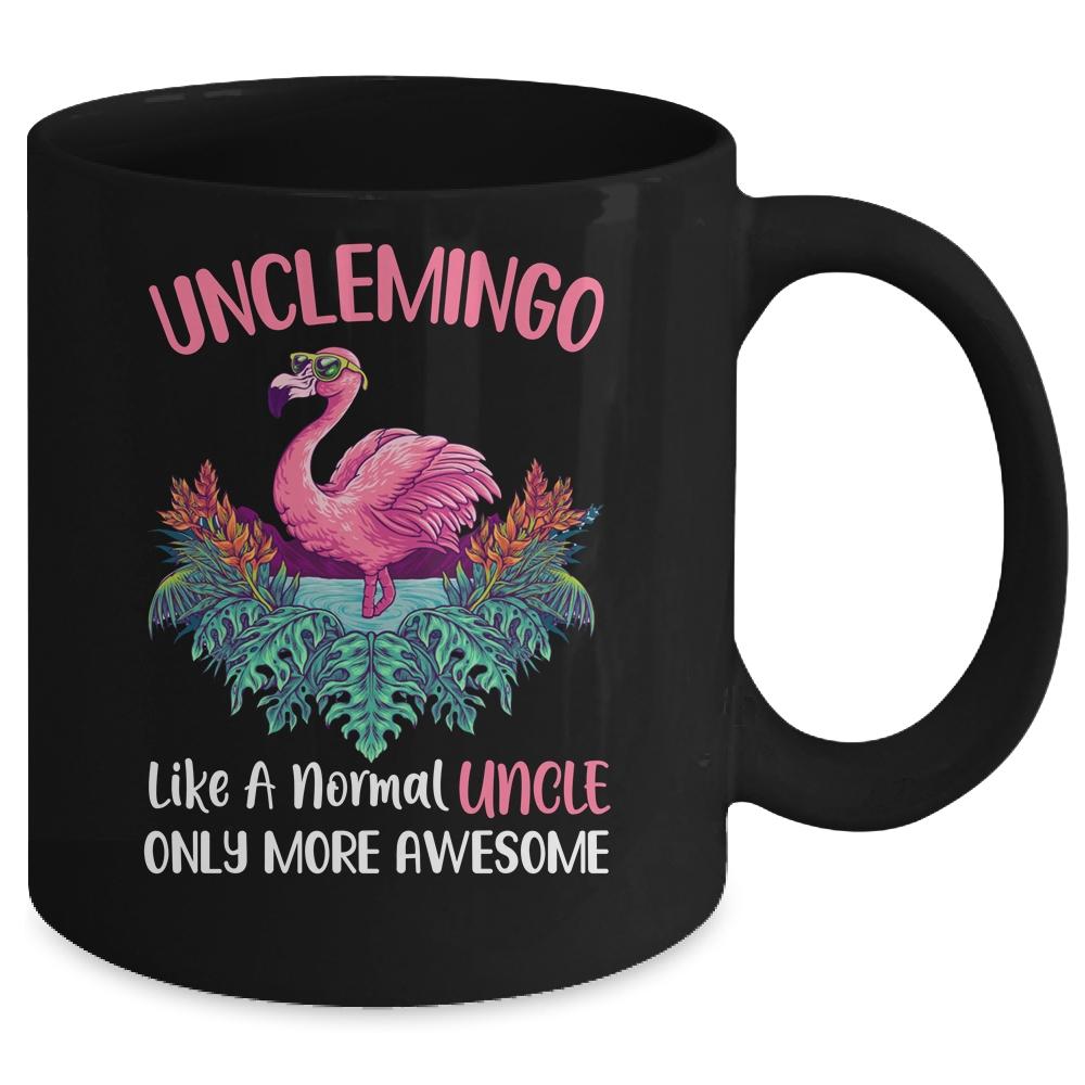 Unclemingo Like An Uncle Only Awesome Floral Flamingo Gift Mug-Coffee Mug-Mug-Black