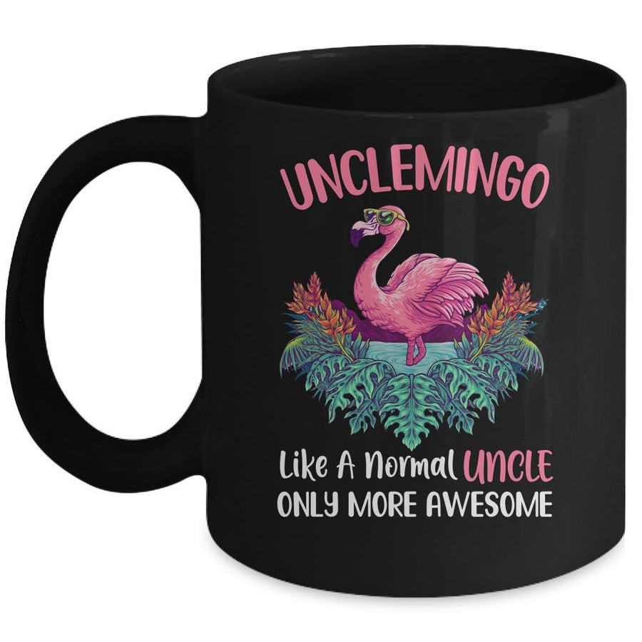 Unclemingo Like An Uncle Only Awesome Floral Flamingo Gift Mug-Coffee Mug-Mug-Black