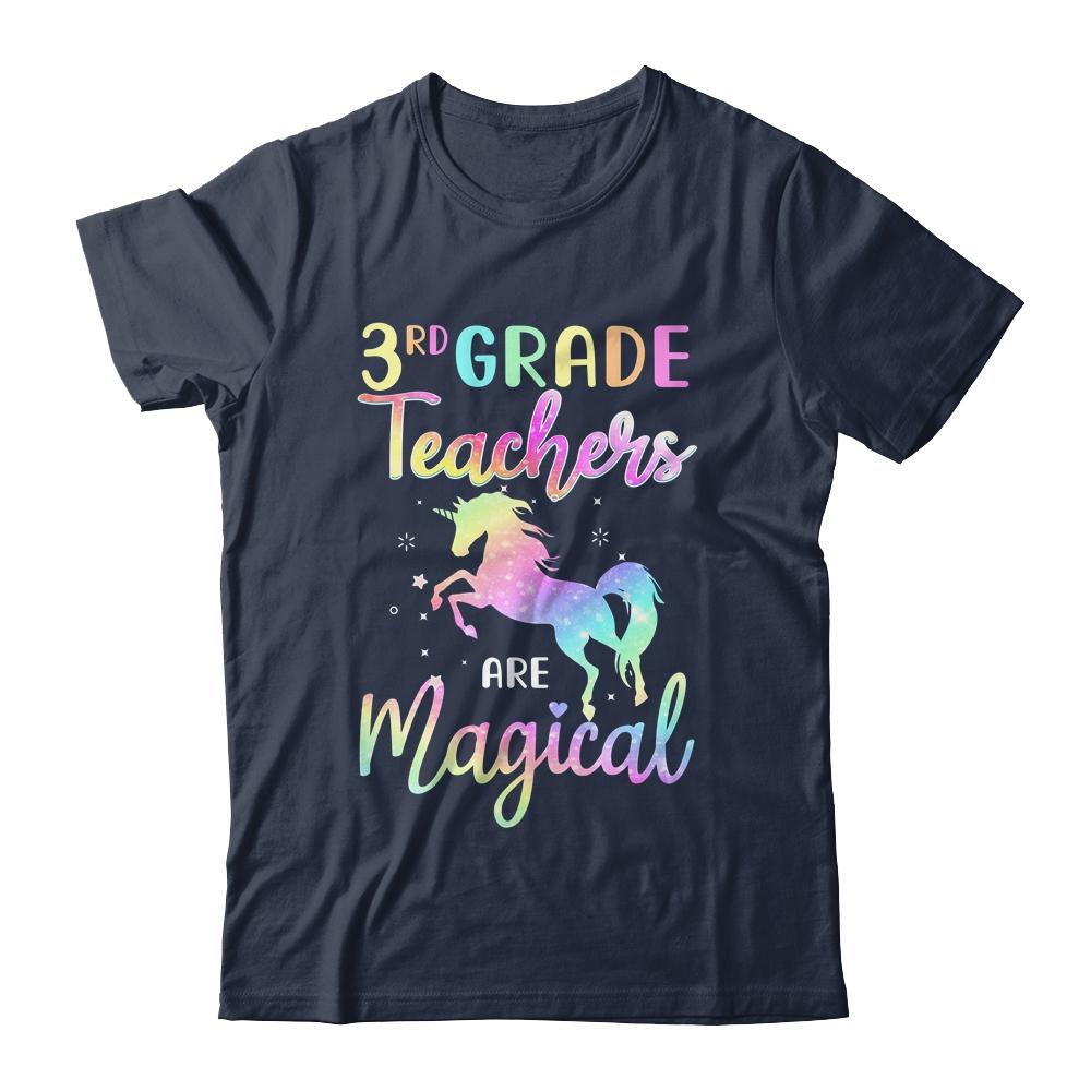 Unicorn Funny 3rd Grade Teachers Are Magical-T-Shirt & Hoodie-Classic T-Shirt-Navy