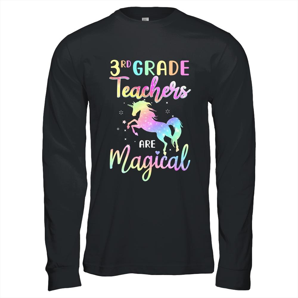 Unicorn Funny 3rd Grade Teachers Are Magical-T-Shirt & Hoodie-Long Sleeve T-Shirt-Black