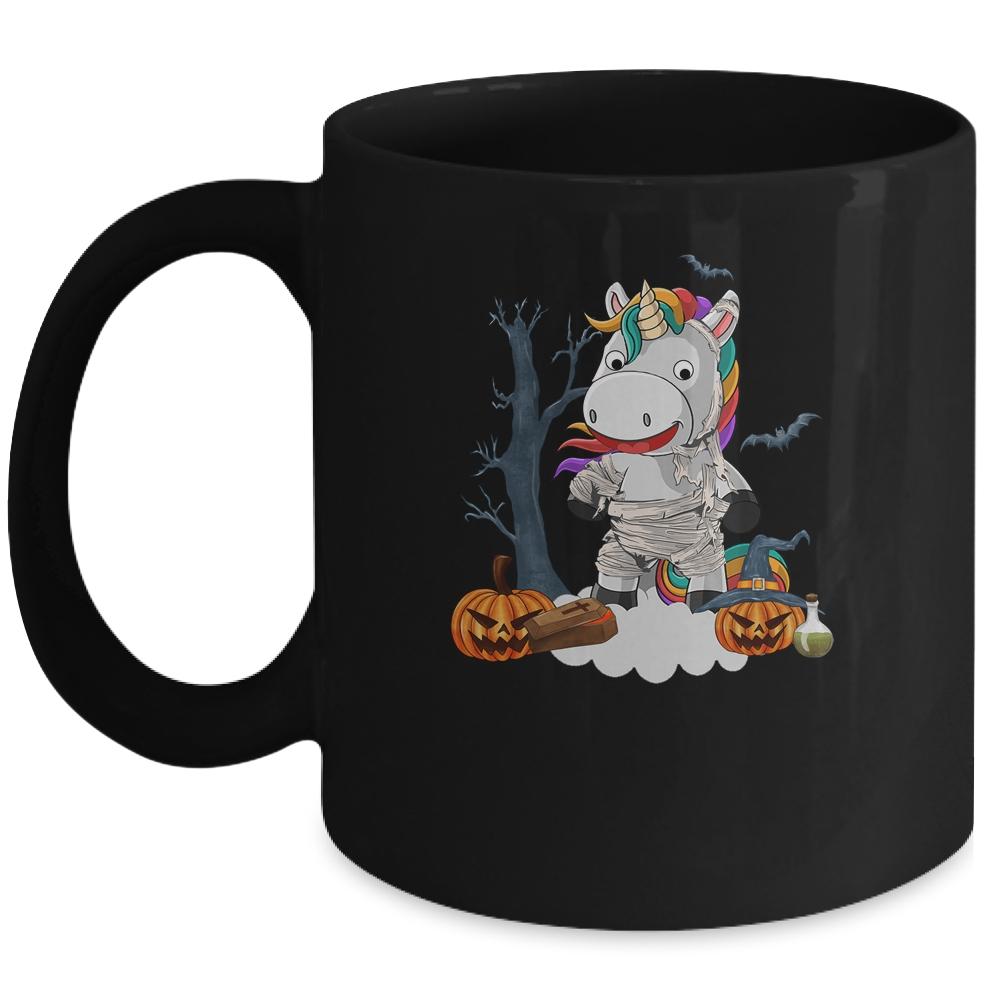Unicorn Halloween For Girls Unicorn Lover Gift Mummie Mug-Coffee Mug-Mug-Black