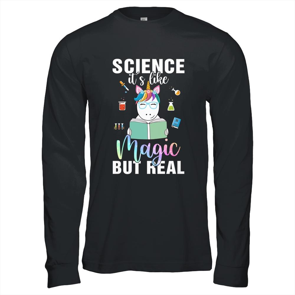 Unicorn Scientist Science Is Like Magic But Real-T-Shirt & Hoodie-Long Sleeve T-Shirt-Black