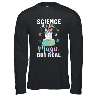 Unicorn Scientist Science Is Like Magic But Real-T-Shirt & Hoodie-Long Sleeve T-Shirt-Black