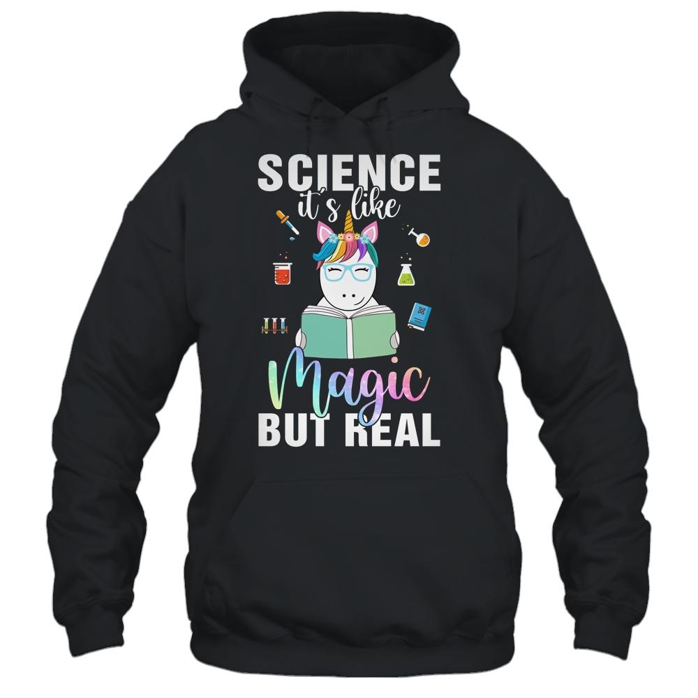 Unicorn Scientist Science Is Like Magic But Real-T-Shirt & Hoodie-Pullover Hoodie-Black