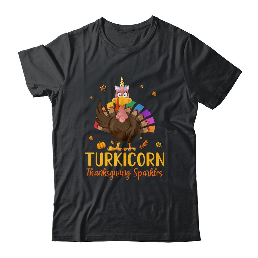 Unicorn Turkey Funny Thanksgiving Girls Gift-T-Shirt & Tank Top-Classic T-Shirt-Black