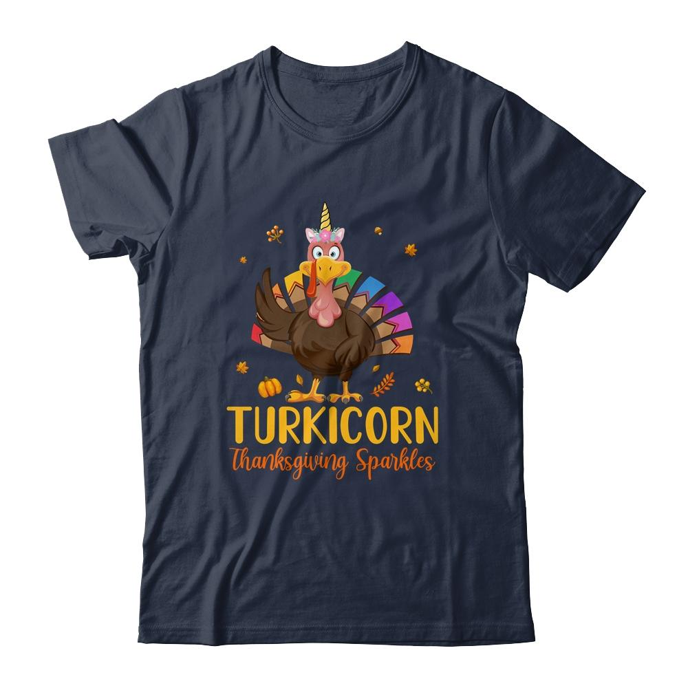 Unicorn Turkey Funny Thanksgiving Girls Gift-T-Shirt & Tank Top-Classic T-Shirt-Navy