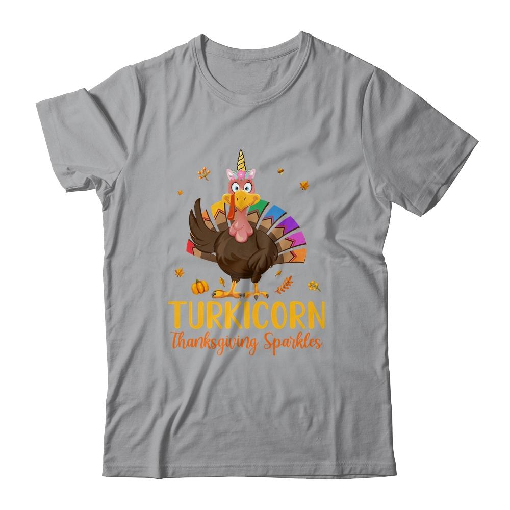 Unicorn Turkey Funny Thanksgiving Girls Gift-T-Shirt & Tank Top-Classic T-Shirt-Sport Grey