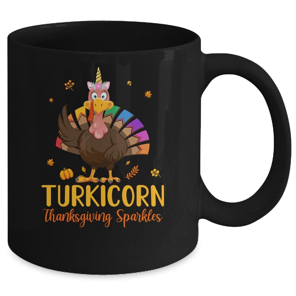 Unicorn Turkey Funny Thanksgiving Girls Gift Mug-Coffee Mug-Mug-Black