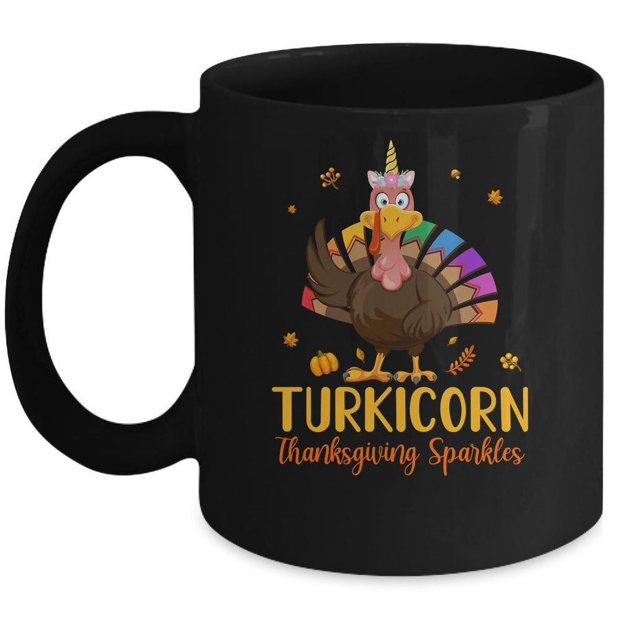 Unicorn Turkey Funny Thanksgiving Girls Gift Mug-Coffee Mug-Mug-Black